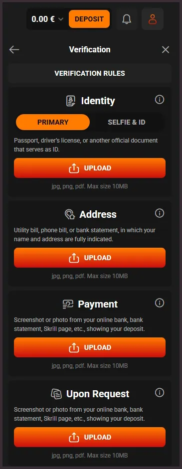 Verify your HadesBet Casinoaccount – how to upload your documents