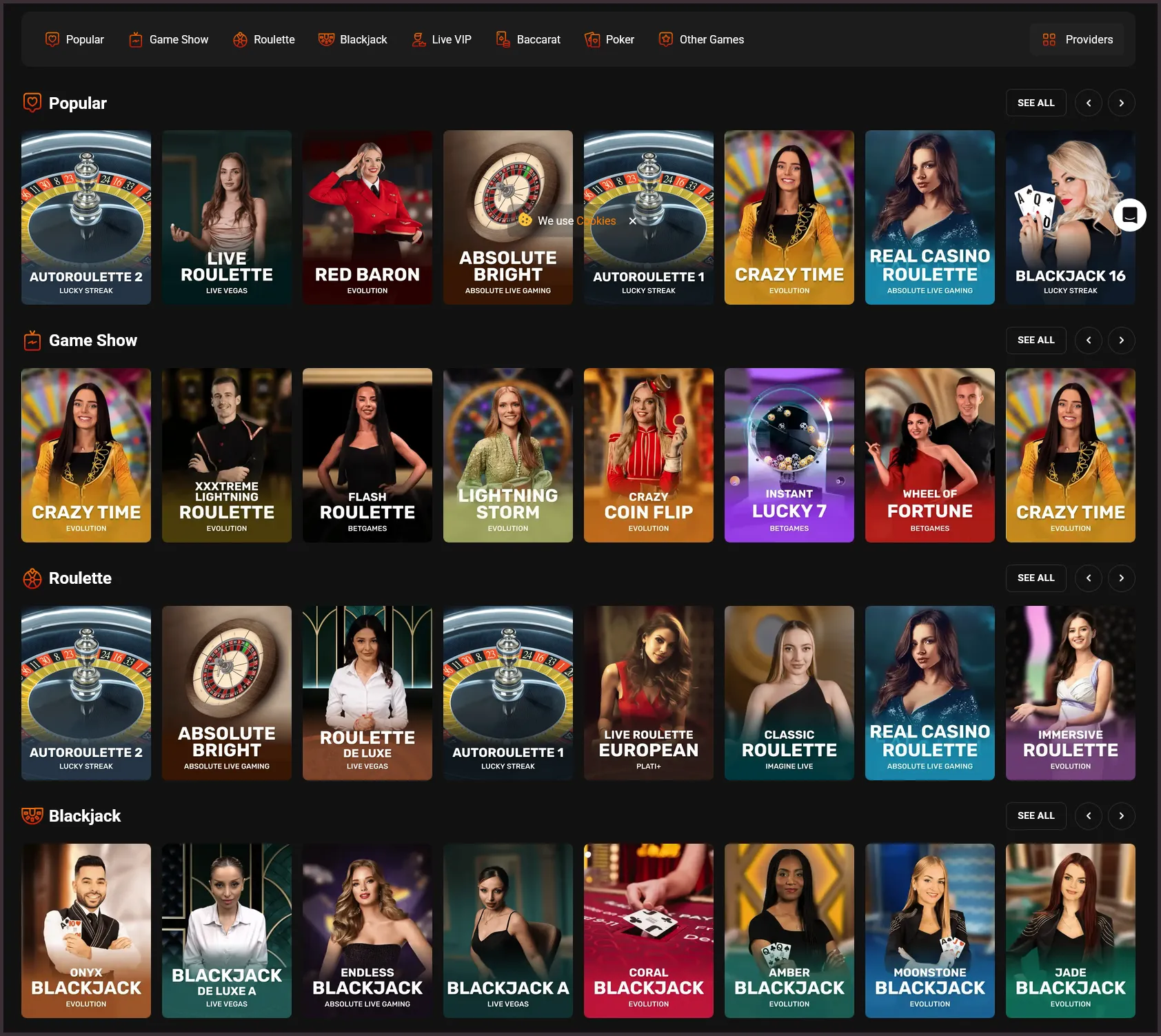 All live table games at HadesBet Casino– enjoy blackjack, roulette and more