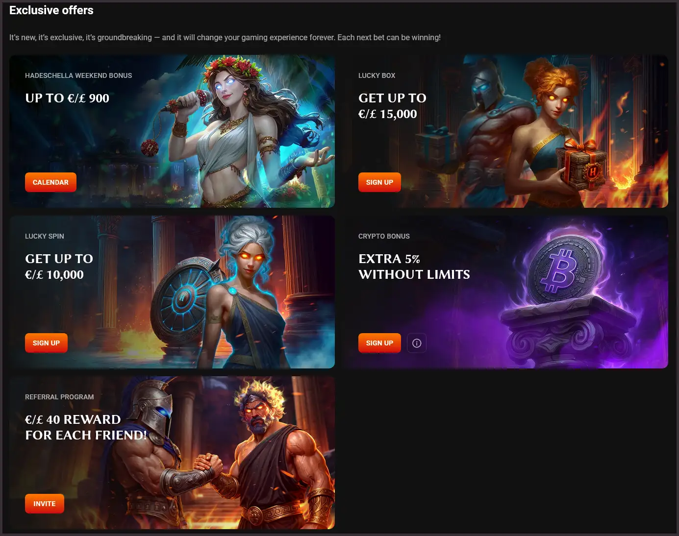 Exclusive bonuses and ongoing promotions at HadesBet Casino